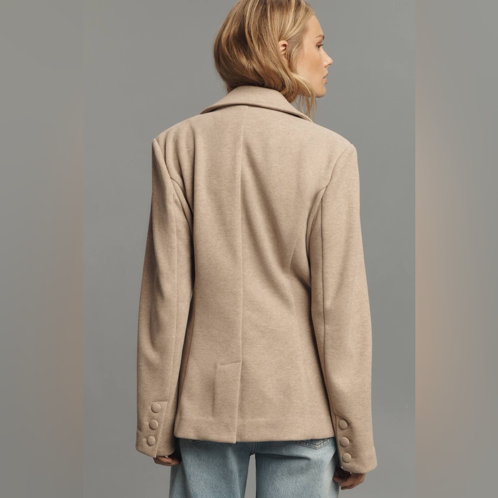 Anthropologie Avec Les Filles Tan Taupe Bow Fitted Blazer Jacket XS Extra Small - Picture 2 of 10